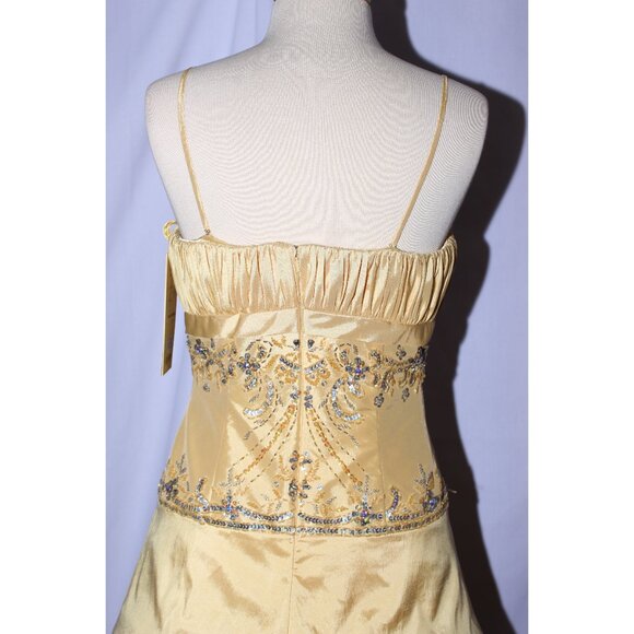 MayQueen #607 Taffeta Prom or Ball Gown With Pickups in Skirt-Size 10-GOLD-NWT - Picture 5 of 8